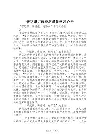 守纪律讲规矩树形象学习心得 