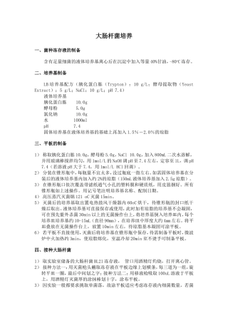 大肠杆菌培养基配制及培养方法