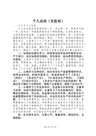 个人总结（安监局）