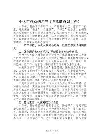 个人工作总结之三（乡党政办副主任）