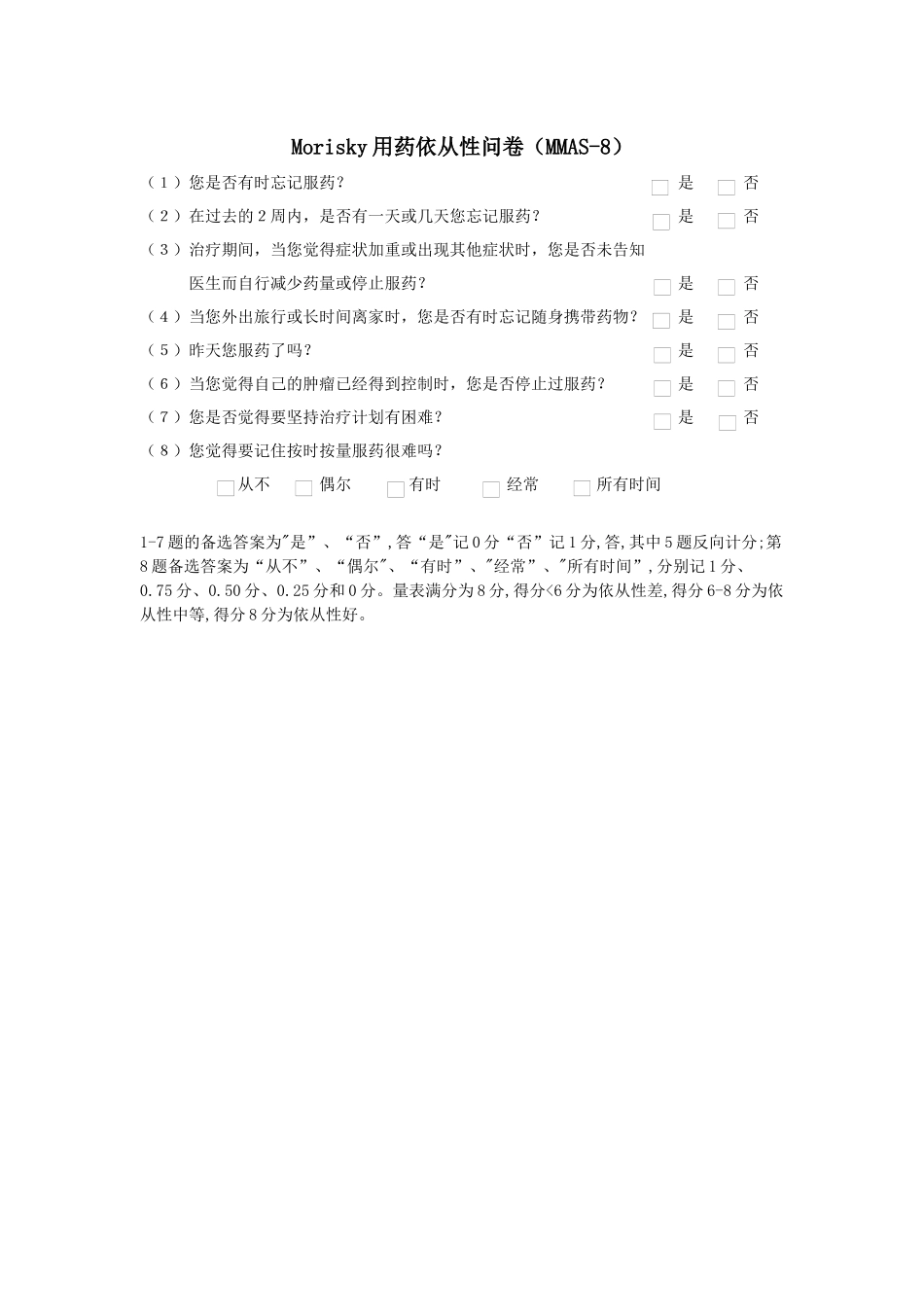 Morisky服药依从性问卷_第1页