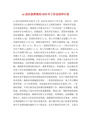 xx县应急管理局2024年工作总结和计划 