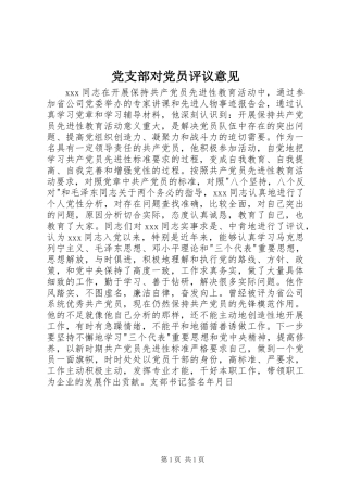 党支部对党员评议意见