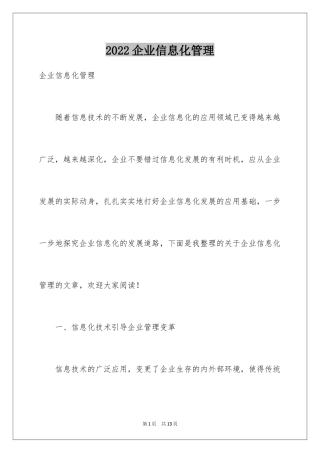 2024企业信息化管理