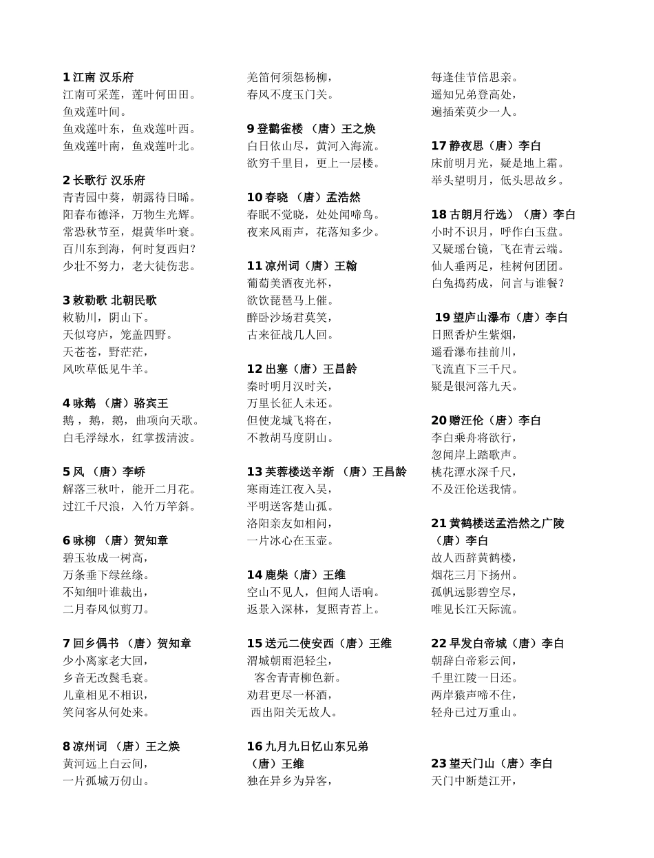 小学生必背古诗75首_第1页