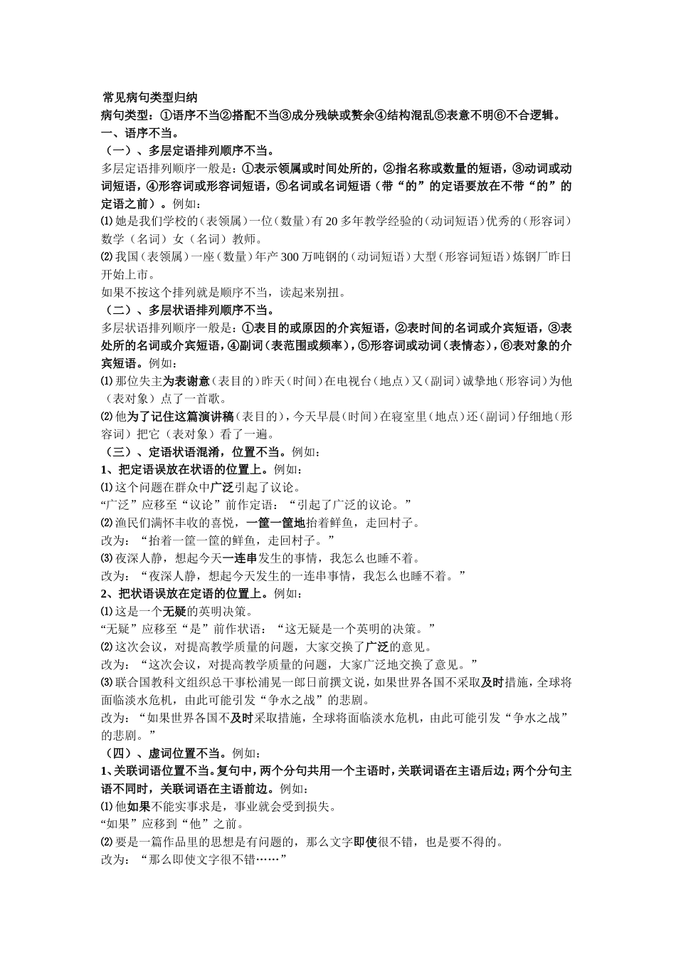 常见病句类型归纳_第1页