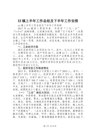 XX镇上半年工作总结及下半年工作安排 (2)