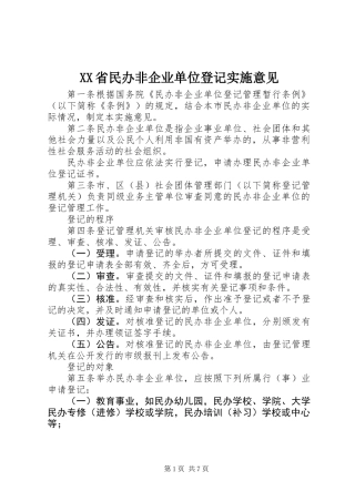XX省民办非企业单位登记实施意见