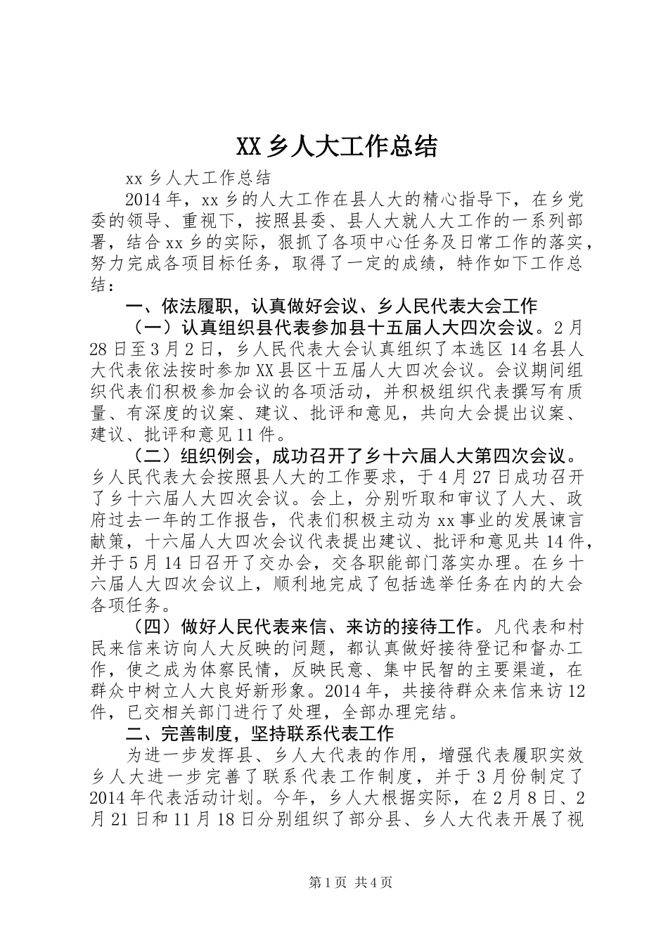 XX乡人大工作总结_第1页