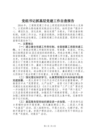 党组书记抓基层党建工作自查报告