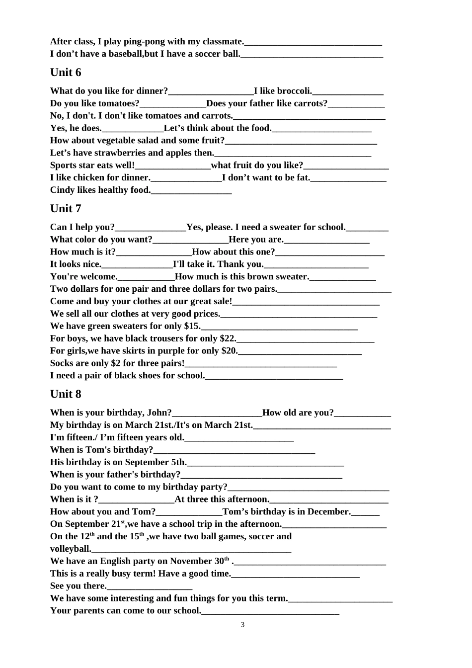 七年级上册短语复习_第3页