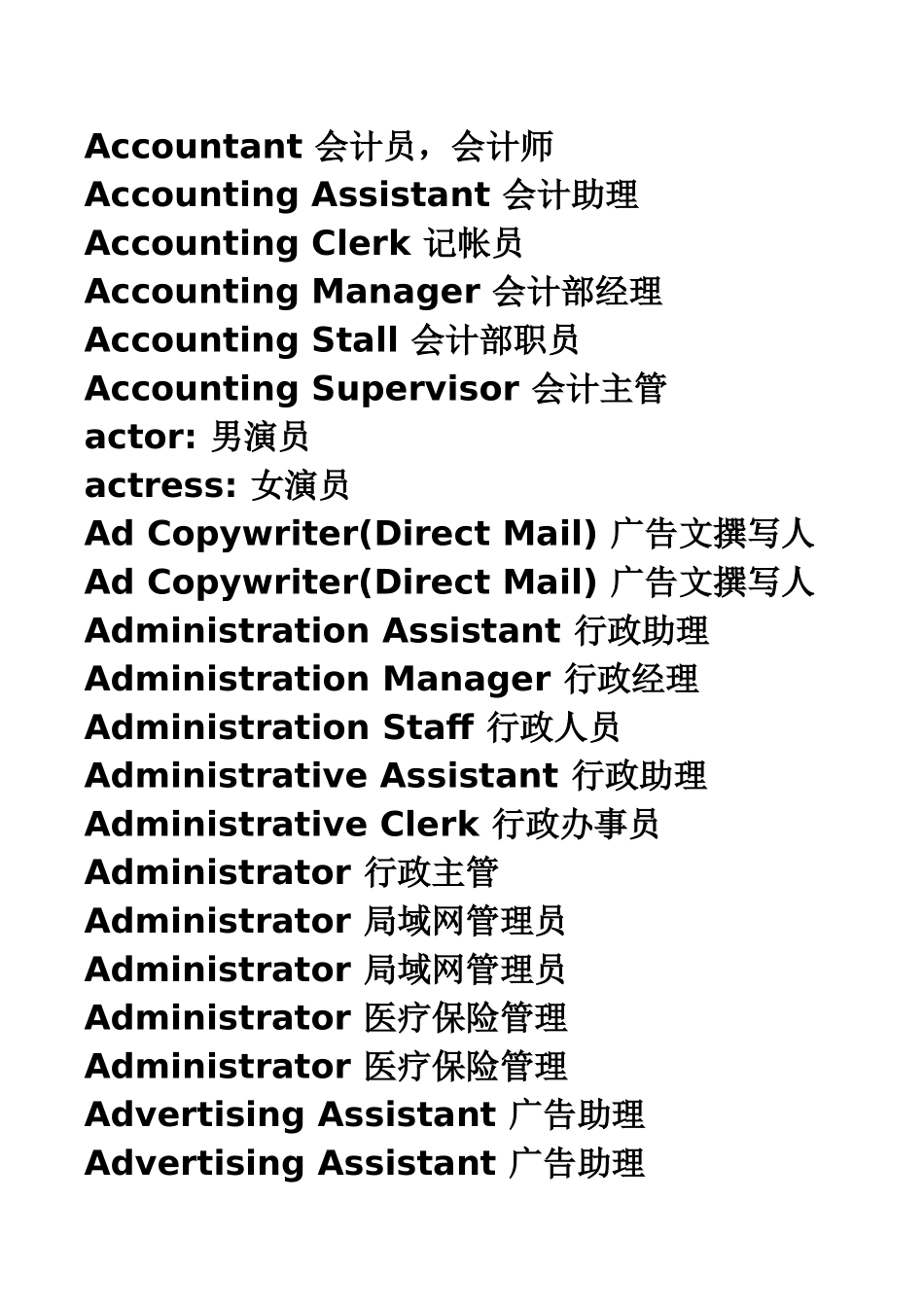 各类职位名称大全（39页）_第1页