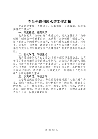 党员先锋创绩承诺工作汇报