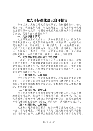 党支部标准化建设自评报告