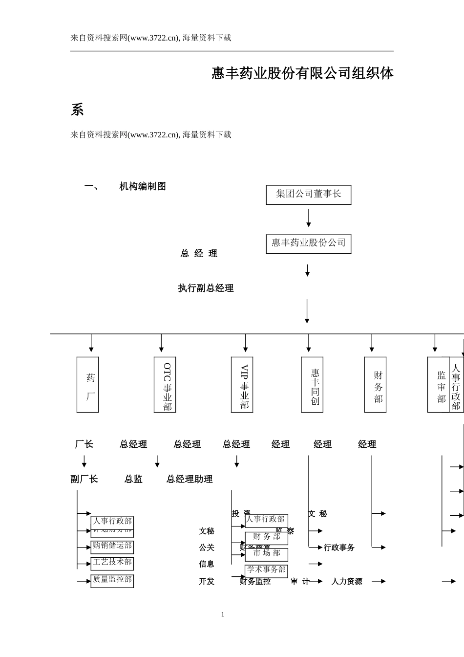 惠丰药业股份有限公司组织体系(DOC-36页)_第1页