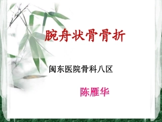 腕舟状骨骨折陈雁华讲义
