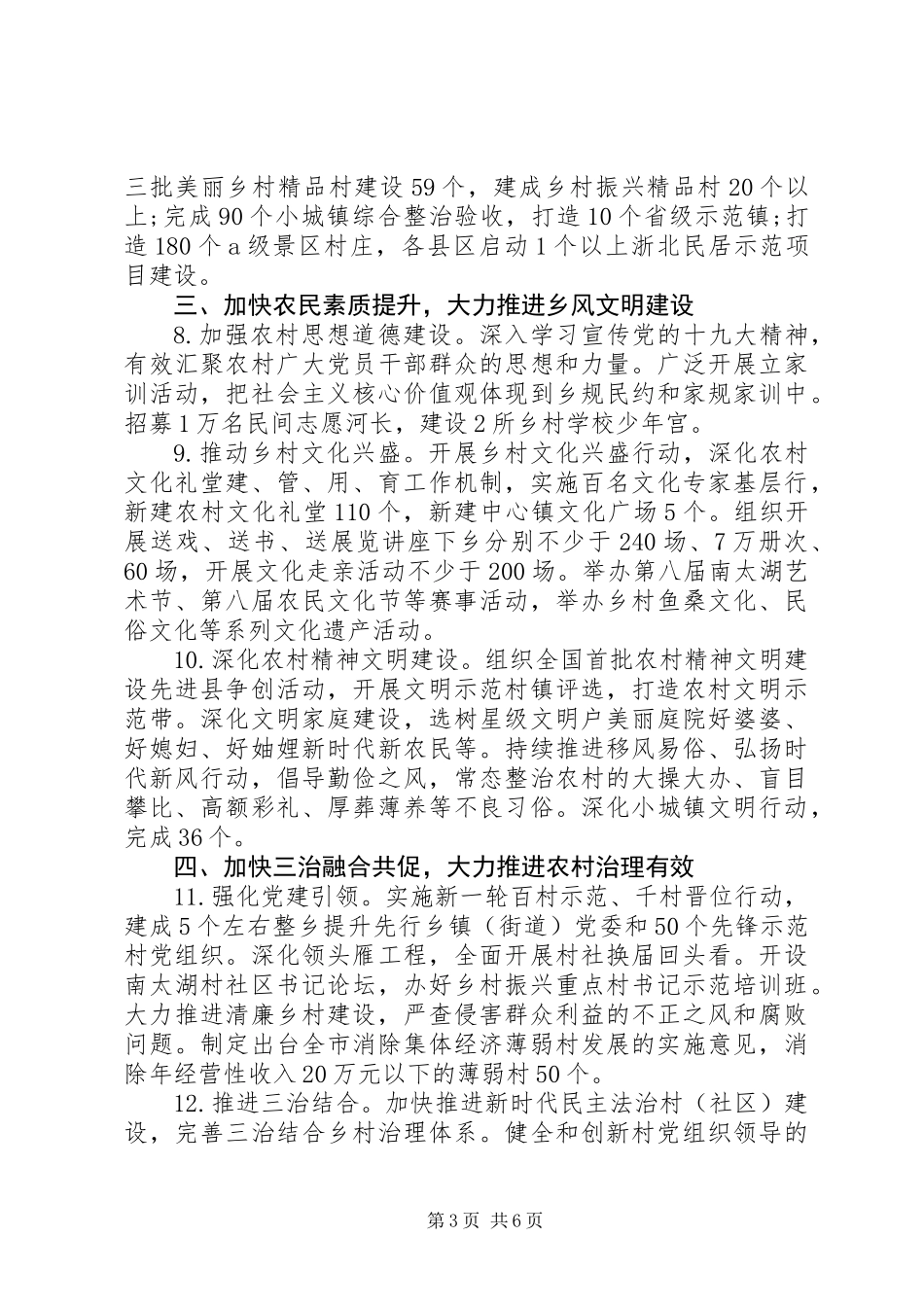 XX市打造实施乡村振兴战略示范区XX年行动计划_第3页