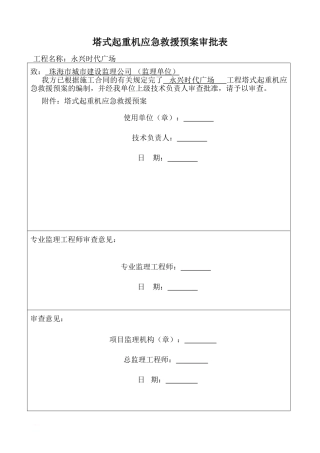 使用单位塔吊应急救援预案