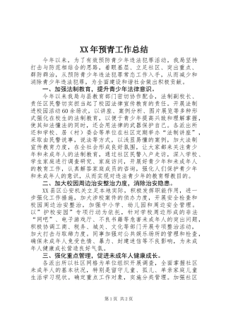 XX年预青工作总结