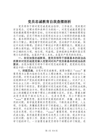 党员忠诚教育自我查摆剖析