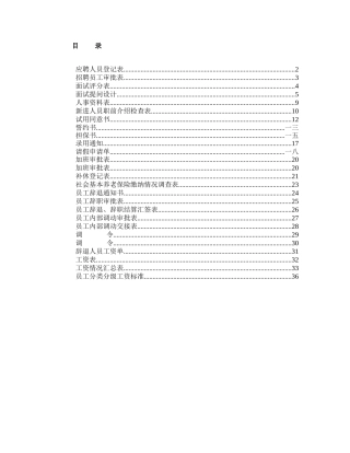 各个阶段人事表格