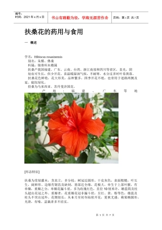 扶桑花的药用与食用(1)