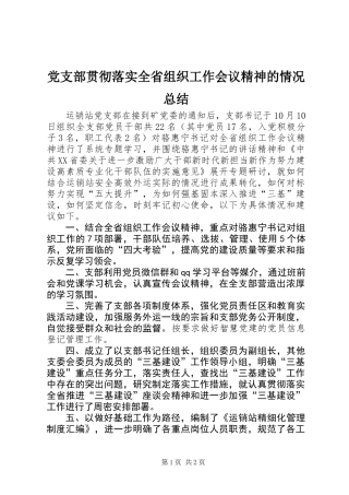 党支部贯彻落实全省组织工作会议精神的情况总结