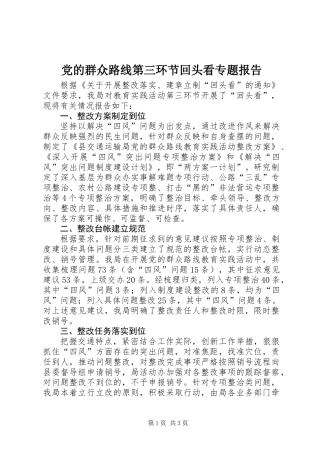 党的群众路线第三环节回头看专题报告