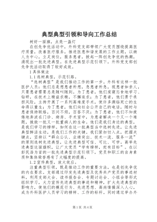 典型典型引领和导向工作总结
