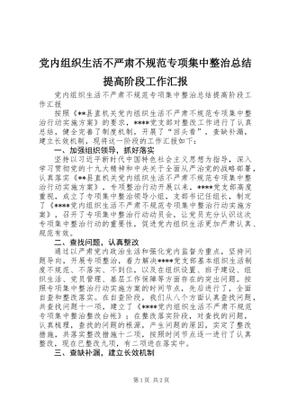 党内组织生活不严肃不规范专项集中整治总结提高阶段工作汇报 (2)