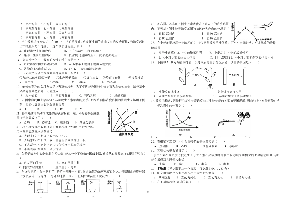 植物激素调节练习题_第2页