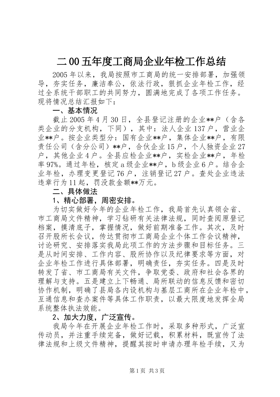 二00五年度工商局企业年检工作总结 (3)_第1页