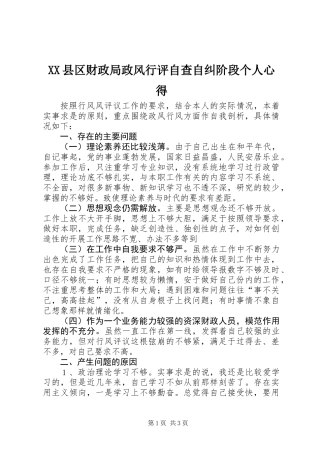 XX县区财政局政风行评自查自纠阶段个人心得