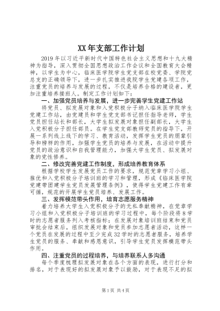 XX年支部工作计划