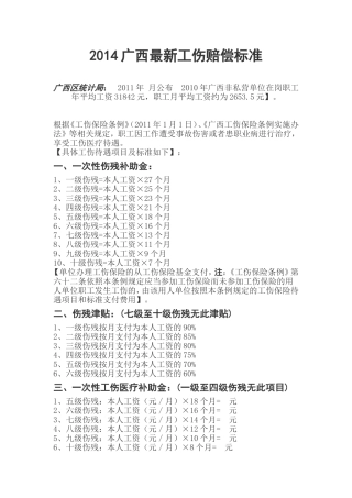 广西工伤赔偿标准