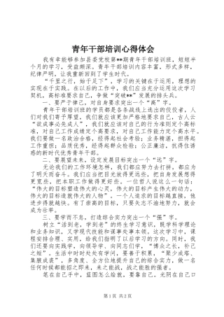 青年干部培训心得体会 
