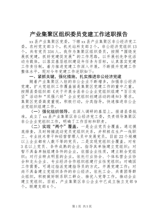 产业集聚区组织委员党建工作述职报告