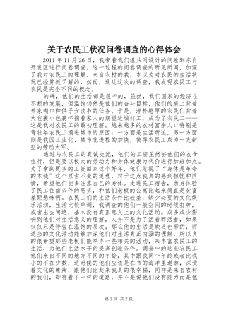 关于农民工状况问卷调查的心得体会 