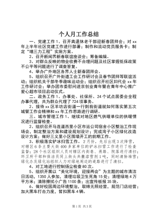 个人月工作总结