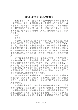 审计业务培训心得体会 