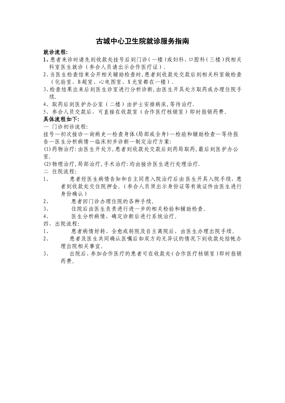 卫生院就诊服务指南_第1页