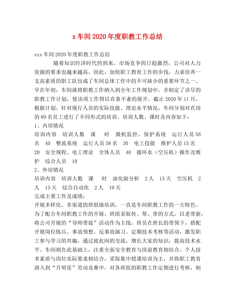 x车间2024年度职教工作总结 _第1页