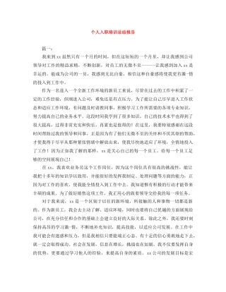 个人入职培训总结报告 
