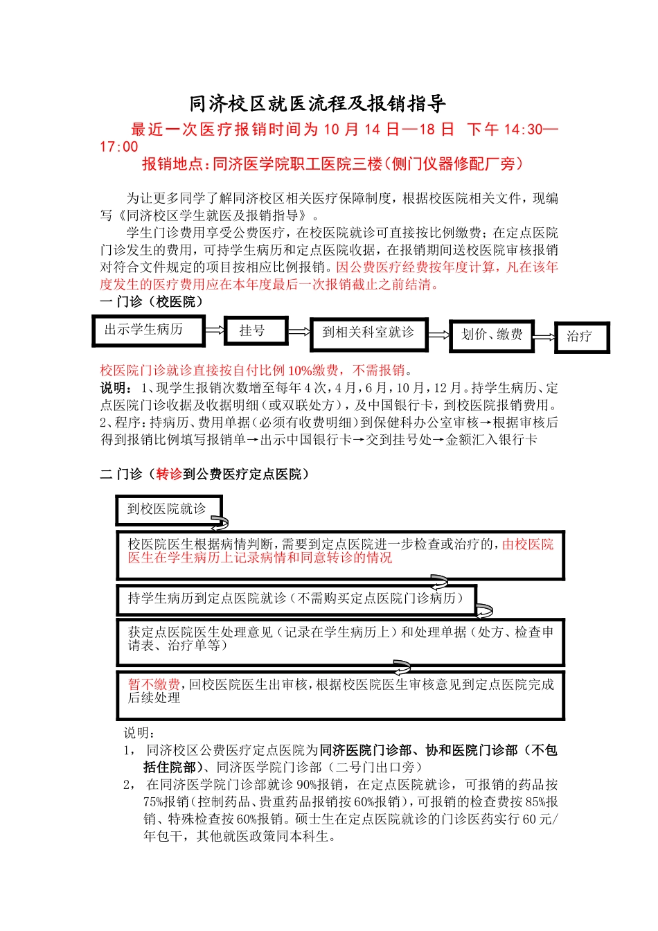 同济校区就医流程及报销指导_第1页