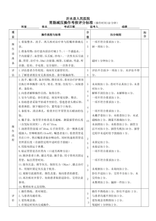 胃肠减压操作考核评分标准