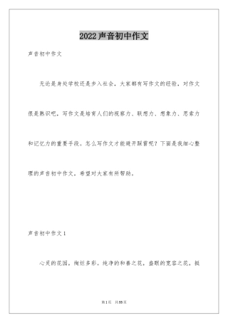 2024声音初中作文