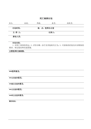 死亡病例讨论模版