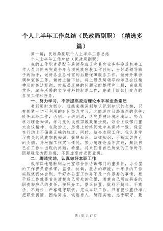 个人上半年工作总结(民政局副职)(精选多篇)
