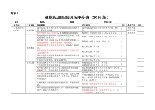 健康促进医院评分表(2016版)最新版考评标准