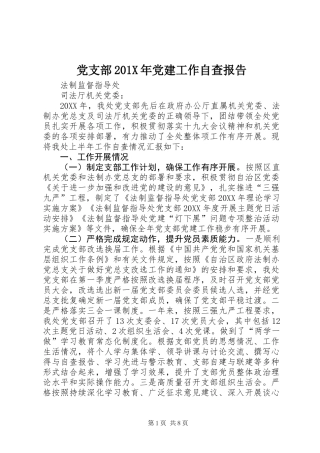 党支部201X年党建工作自查报告